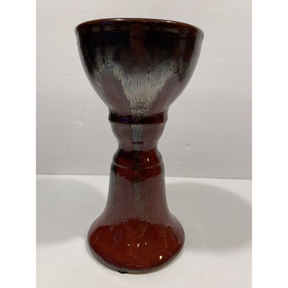 Candle Holder Large Pottery Pillar or Tapered Glazed 9" Tall - Picture 5 of 9